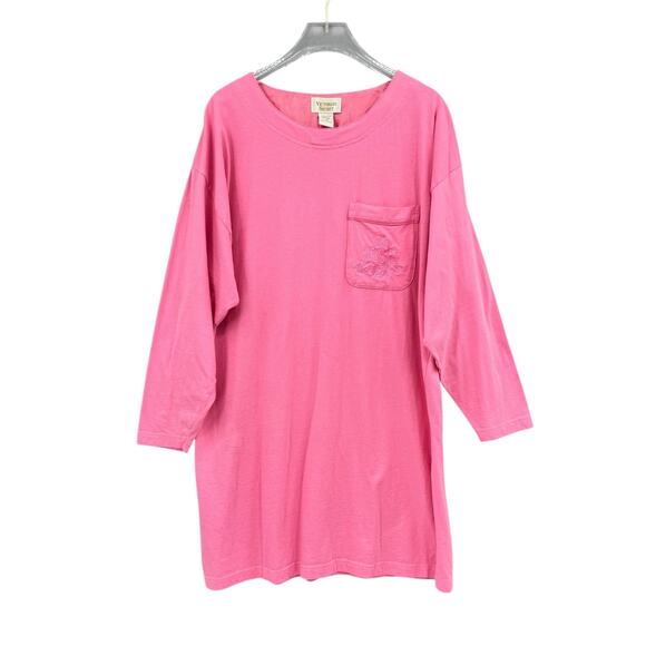 Vintage Victoria’s Secret Gold Label Barbie Pink 100% Cotton Sleepshirt Pajama - Picture 9 of 12